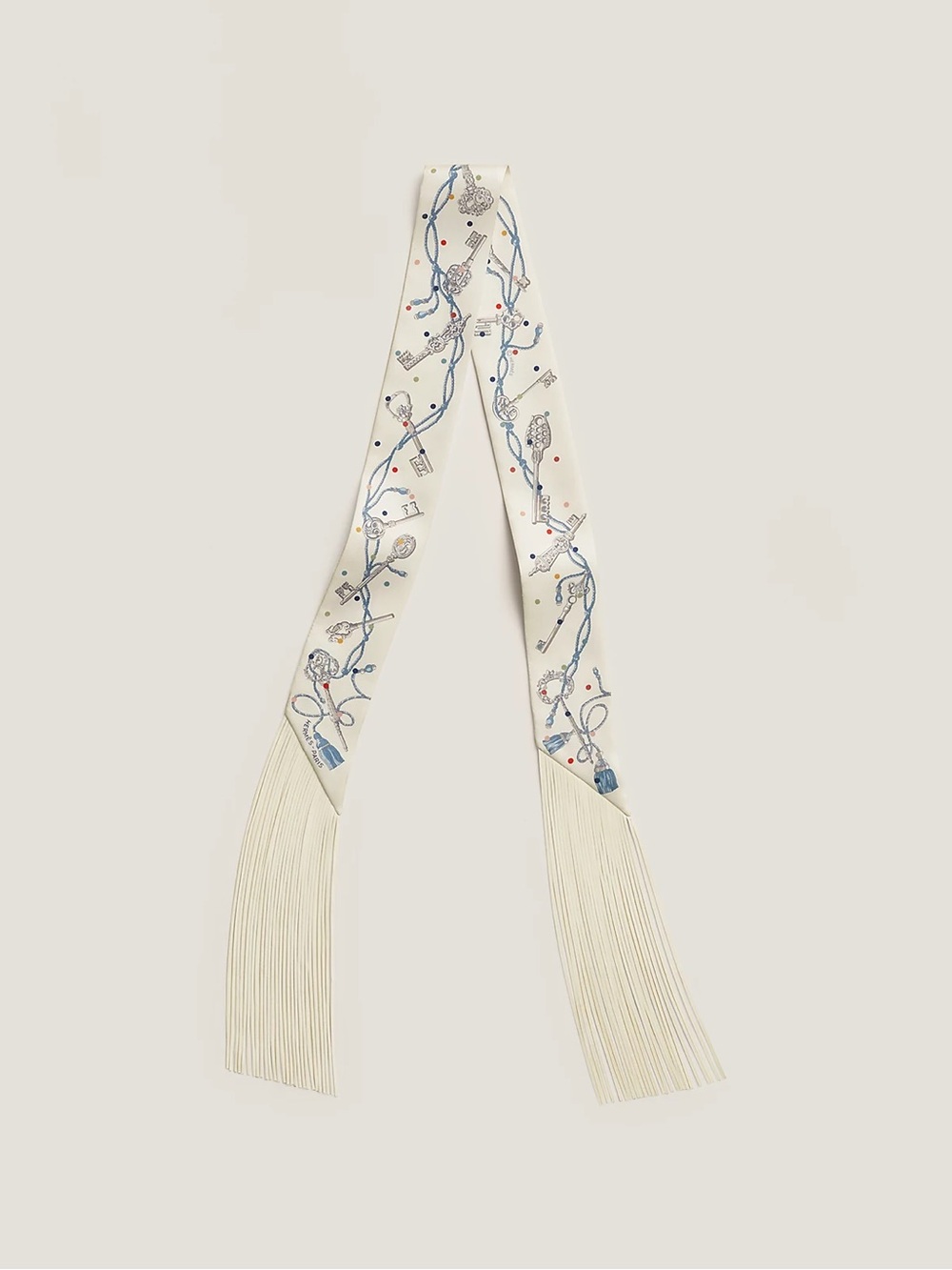 Twilly silk ribbon with leather fringes (100% silk)